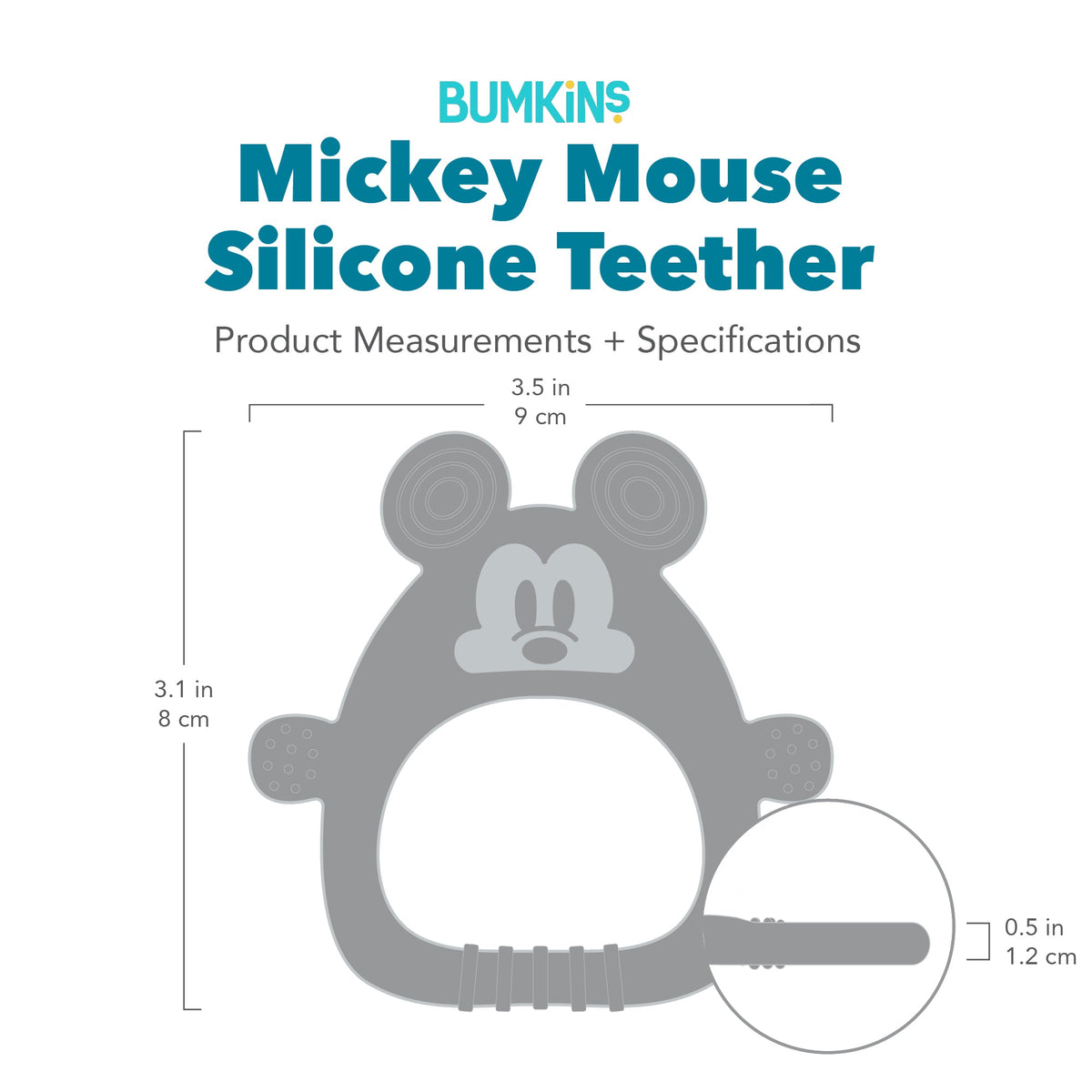 Silicone Sensory Teether for Babies, Disney Mickey Mouse | Bumkins