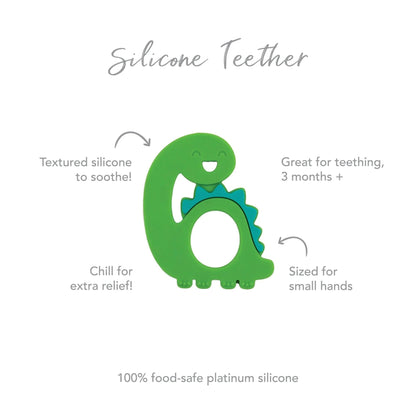 Silicone Baby Teether with Shape and Texture – Dinosaur Baby | Bumkins