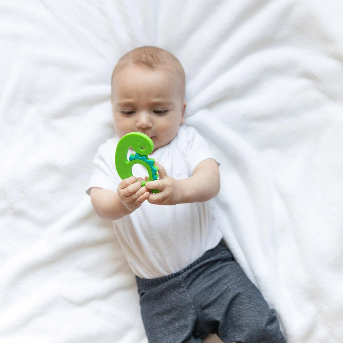 Silicone Baby Teether with Shape and Texture – Dinosaur Baby | Bumkins