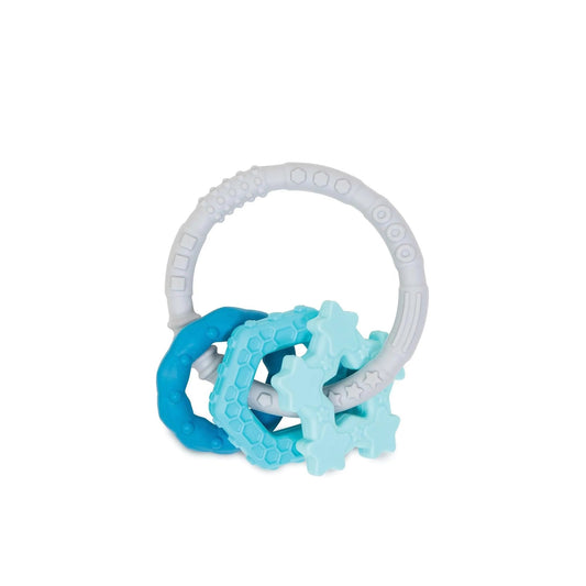 Silicone Teething Ring & Charm Set for 3 mos up, Blue Baby | Bumkins