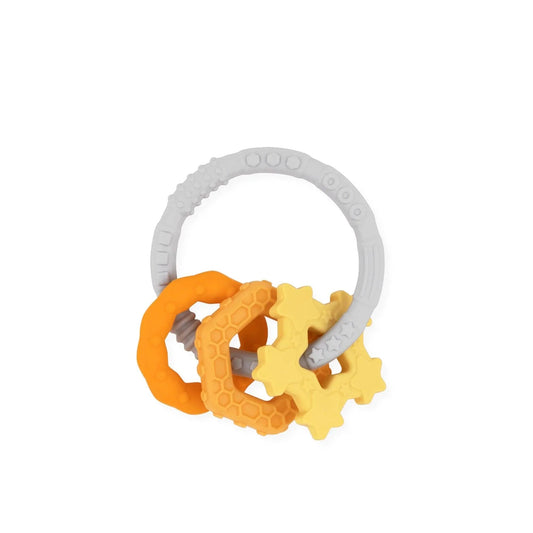 Silicone Baby Teether Ring & Orange Charms for 3 mos up Baby | Bumkins