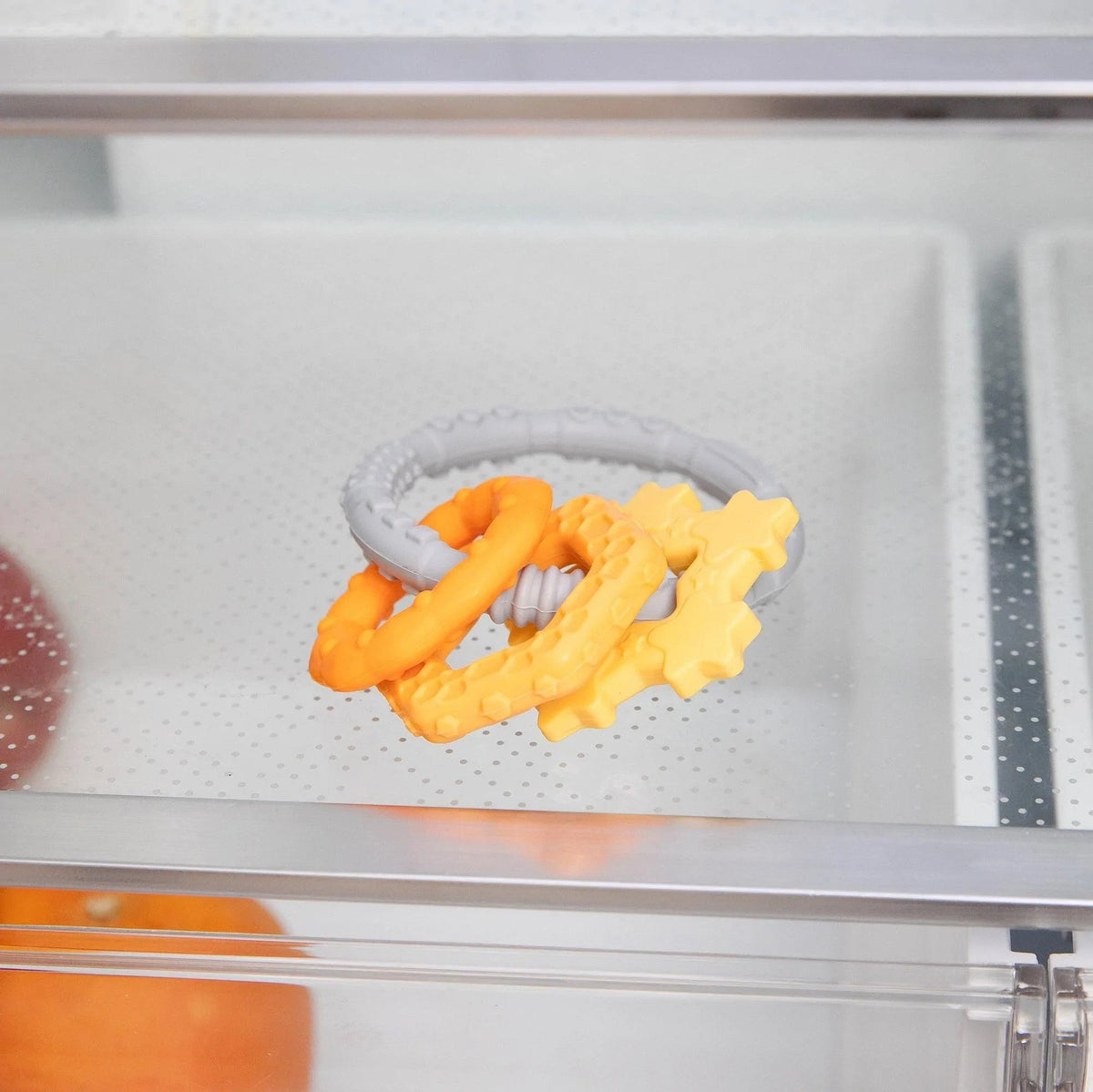 Silicone Baby Teether Ring & Orange Charms for 3 mos up Baby | Bumkins