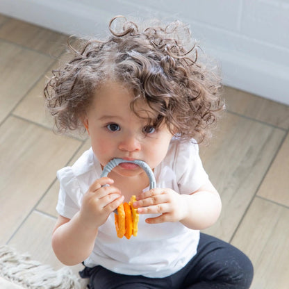 Silicone Baby Teether Ring & Orange Charms for 3 mos up Baby | Bumkins