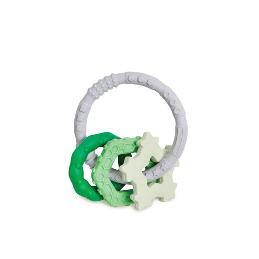 Silicone Baby Teether Ring & Green Charms for 3 mos up Baby | Bumkins