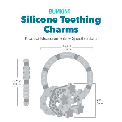 Silicone Baby Teether Ring & Green Charms for 3 mos up Baby | Bumkins