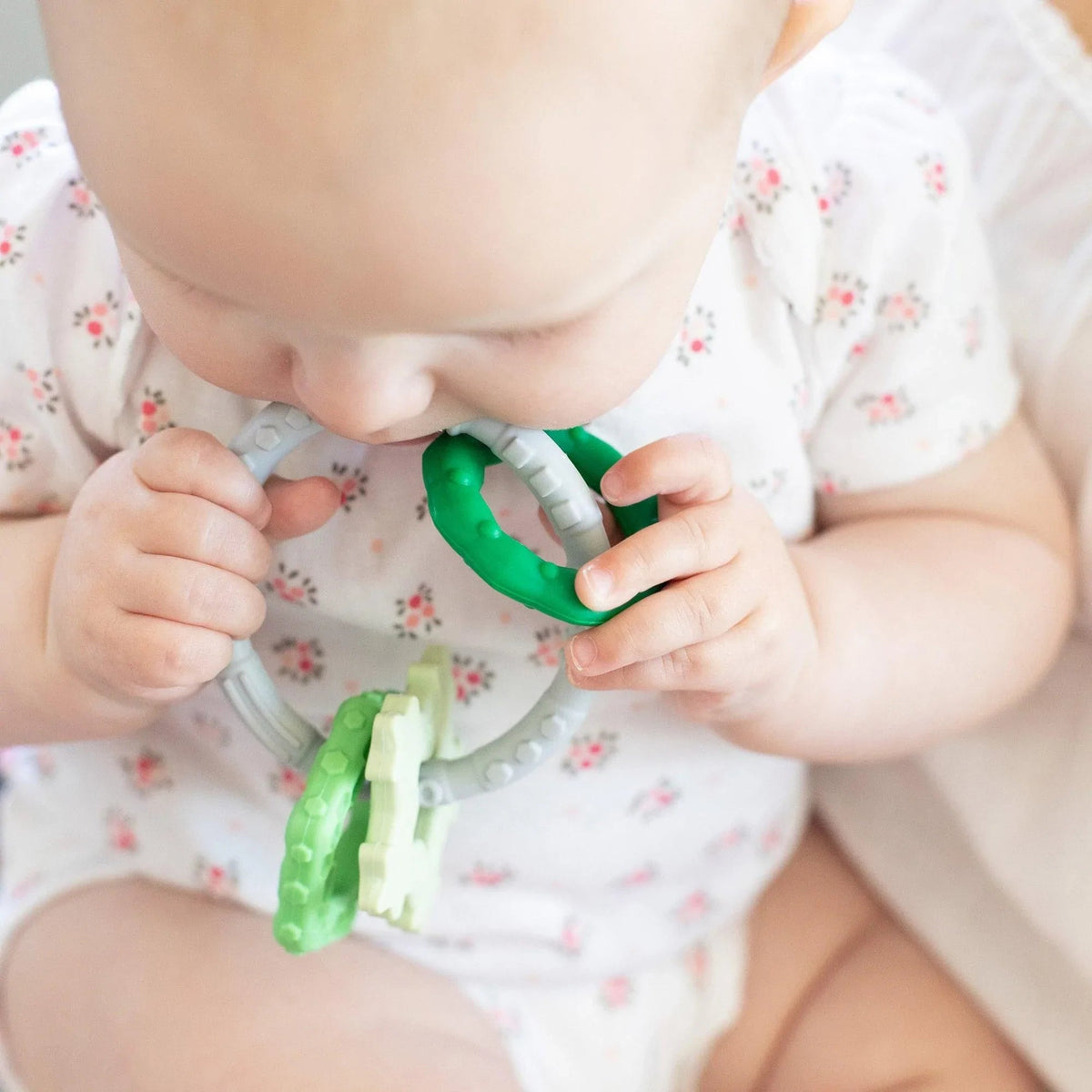 Silicone Baby Teether Ring & Green Charms for 3 mos up Baby | Bumkins