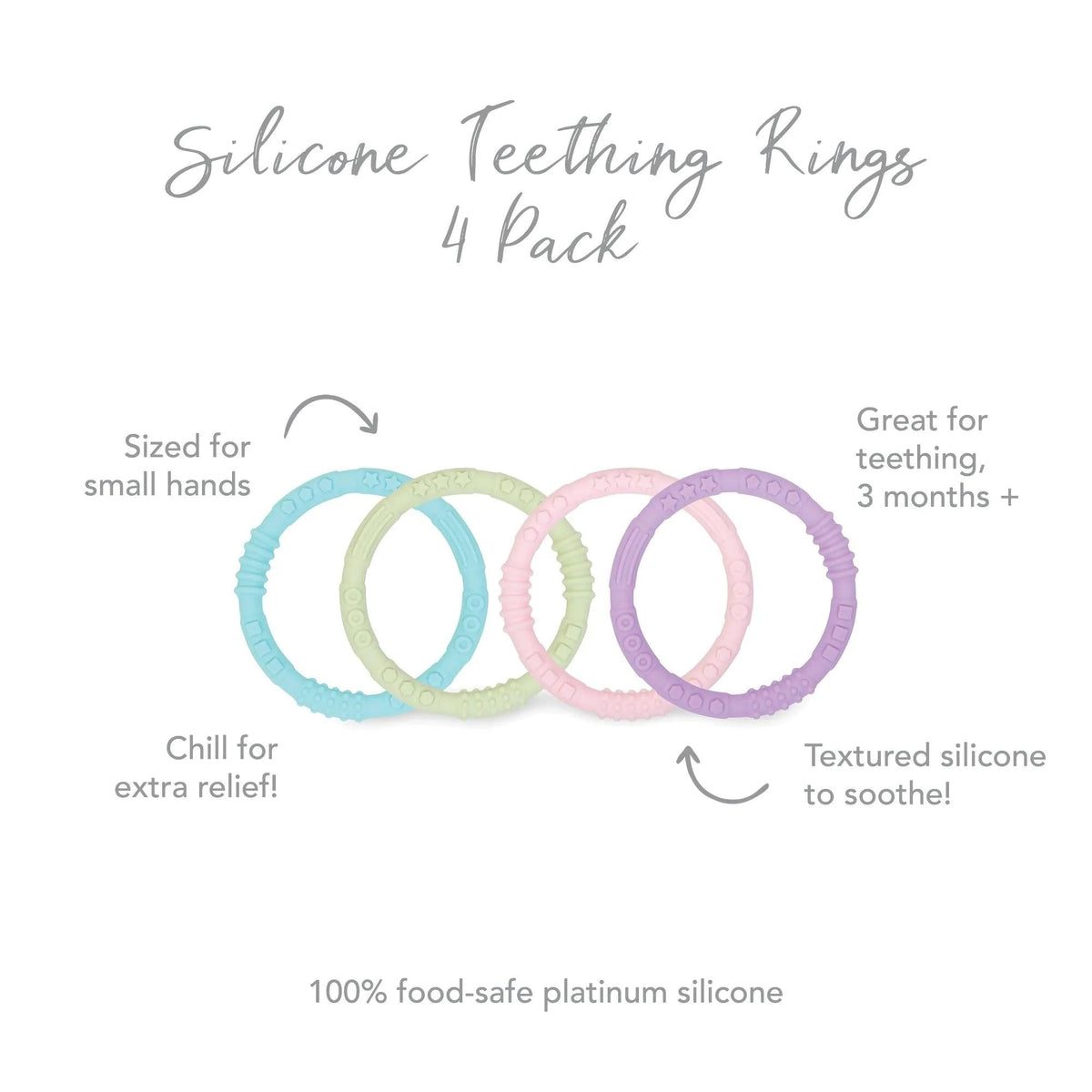 BPA-Free Silicone Teething Rings for Babies 3 months+ Baby | Bumkins