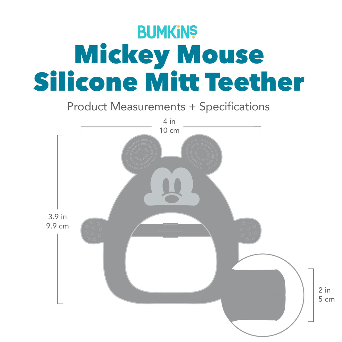 Silicone Un-Droppable Mitt Teether Toy, Disney Mickey Mouse | Bumkins