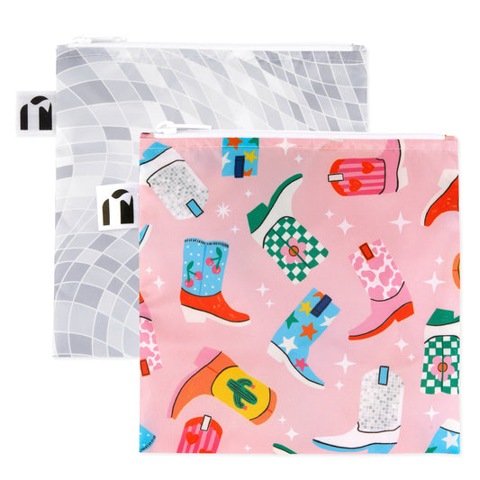 Reusable Snack Bag, Large 2 Pack: Disco Boots | Bumkins
