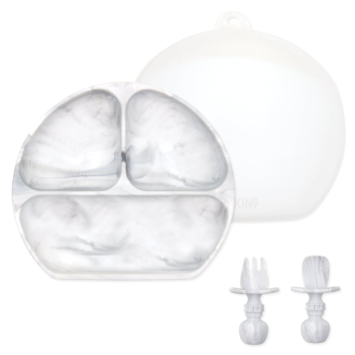 Grip Dish Essential Infant 4-Piece Mealtime Set: Marble | Bumkins