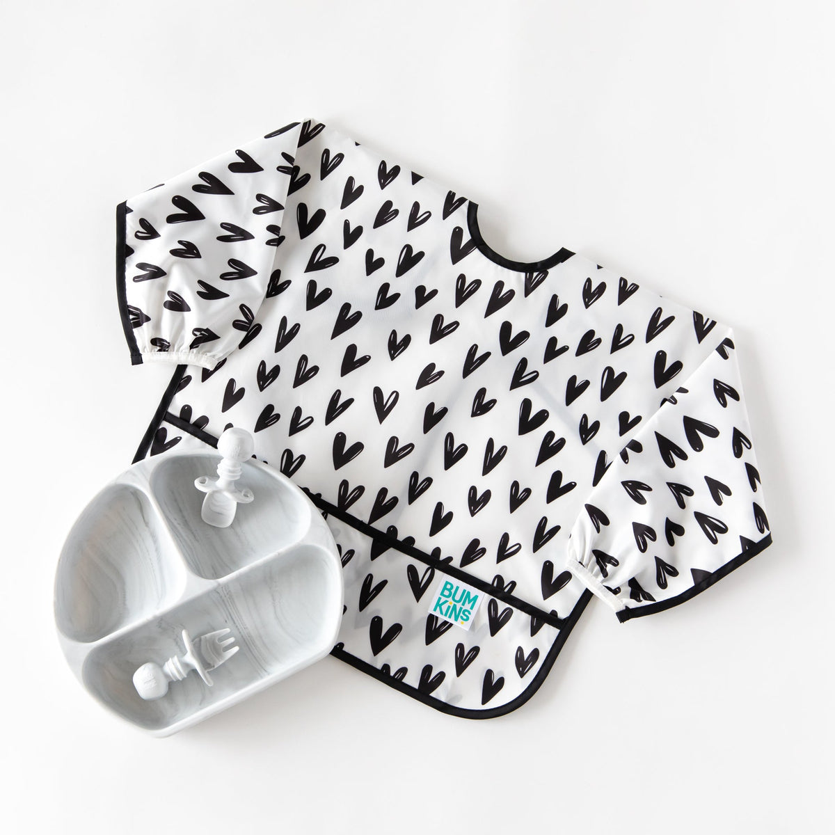 Grip Dish Essential Infant 4-Piece Mealtime Set: Marble | Bumkins