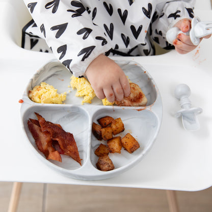 Grip Dish Essential Infant 4-Piece Mealtime Set: Marble | Bumkins