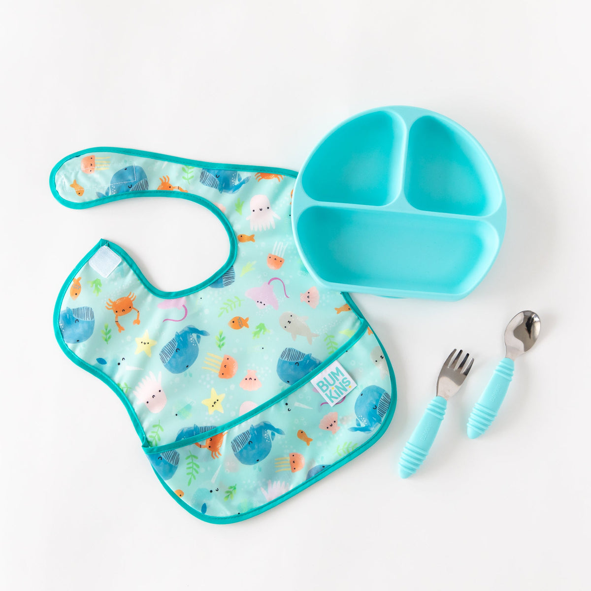Grip Dish Essential Toddler 4-Piece Mealtime Set: Blue | Bumkins