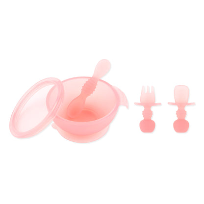 First Foods Essential 5-Piece Mealtime Set: Pink Jelly | Bumkins