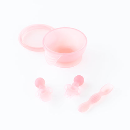 First Foods Essential 5-Piece Mealtime Set: Pink Jelly | Bumkins