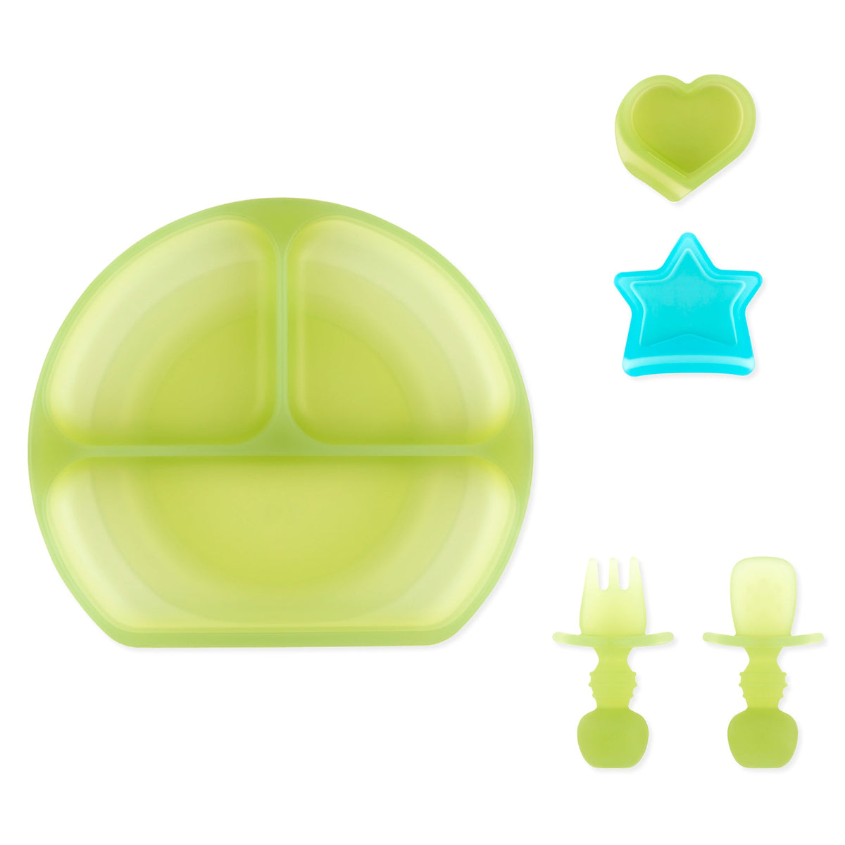 Grip Dish Deluxe Infant 5-Piece Mealtime Set: Green Jelly | Bumkins
