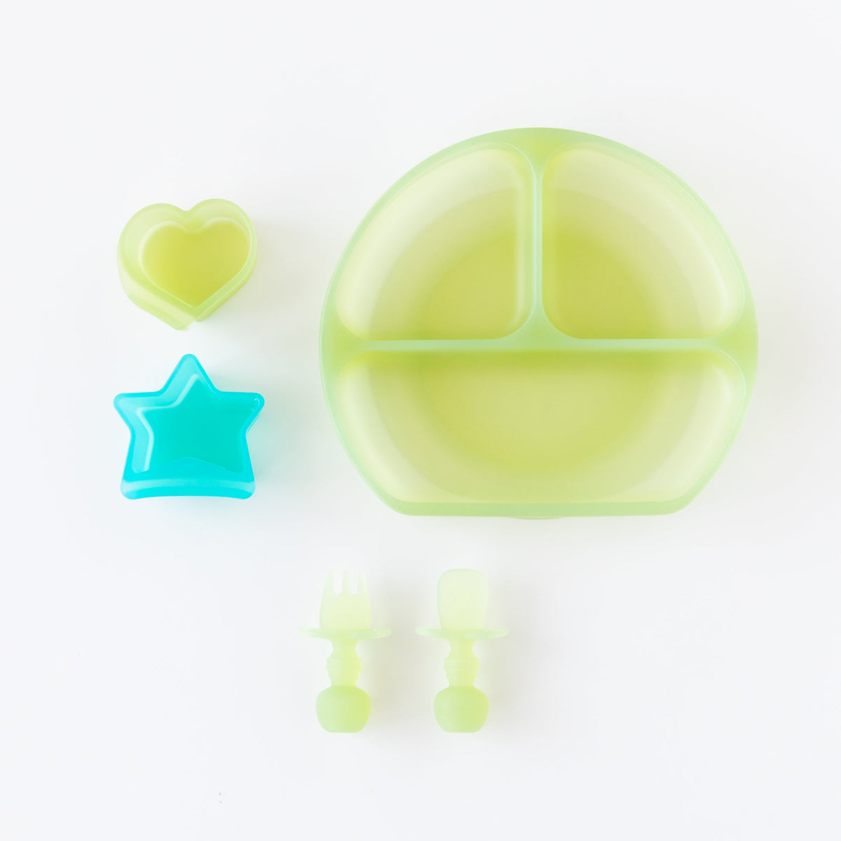 Grip Dish Deluxe Infant 5-Piece Mealtime Set: Green Jelly | Bumkins