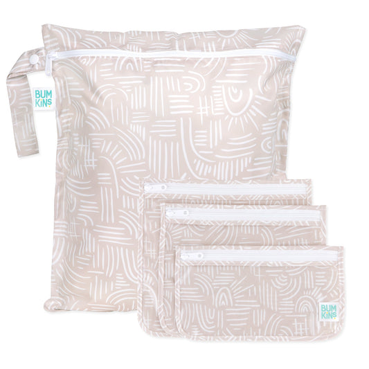 Boho Wander Print Waterproof Wet Bag + Clear Travel Bags | Bumkins
