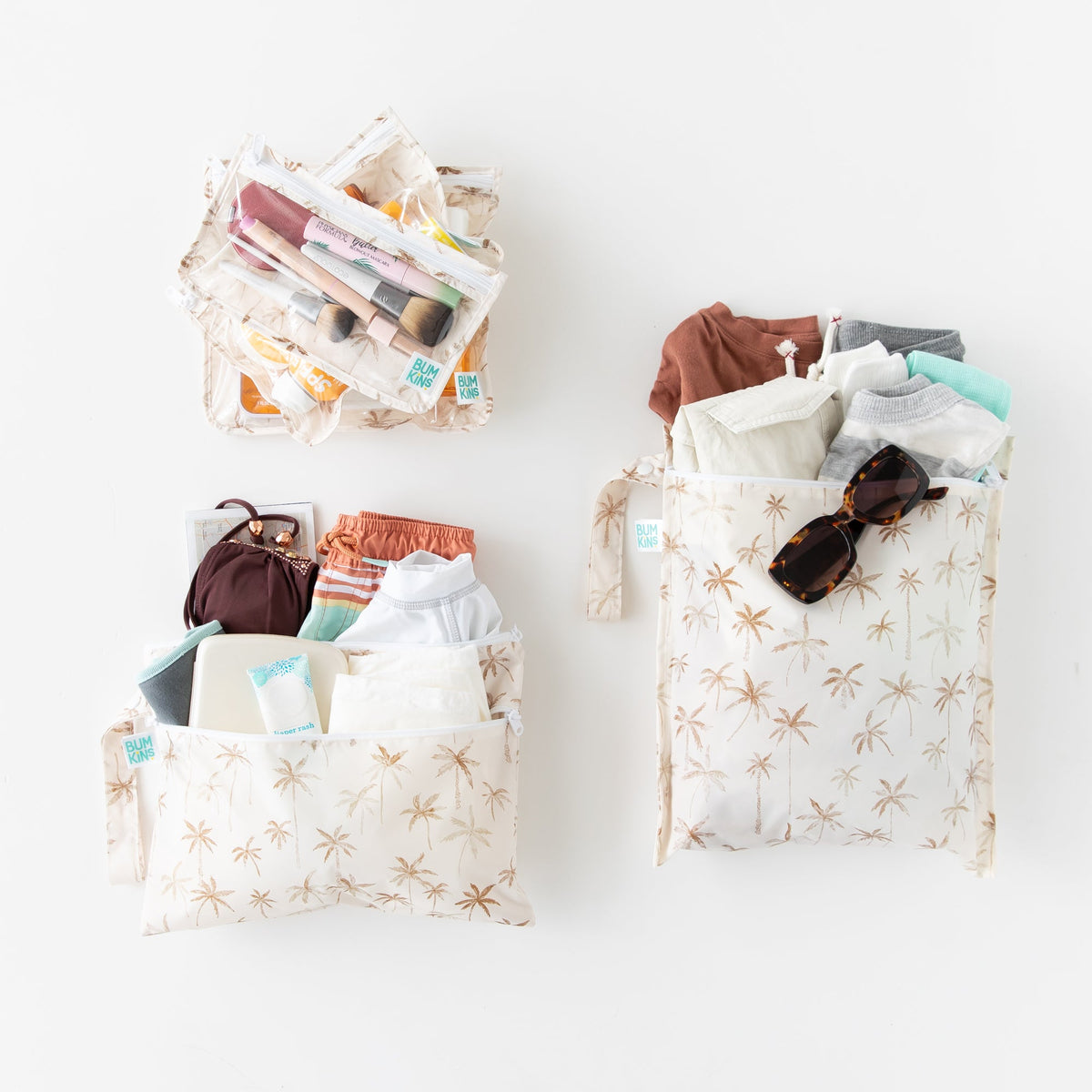 Deluxe Travel Bag Set, 5-Piece, Palm Print, Waterproof | Bumkins