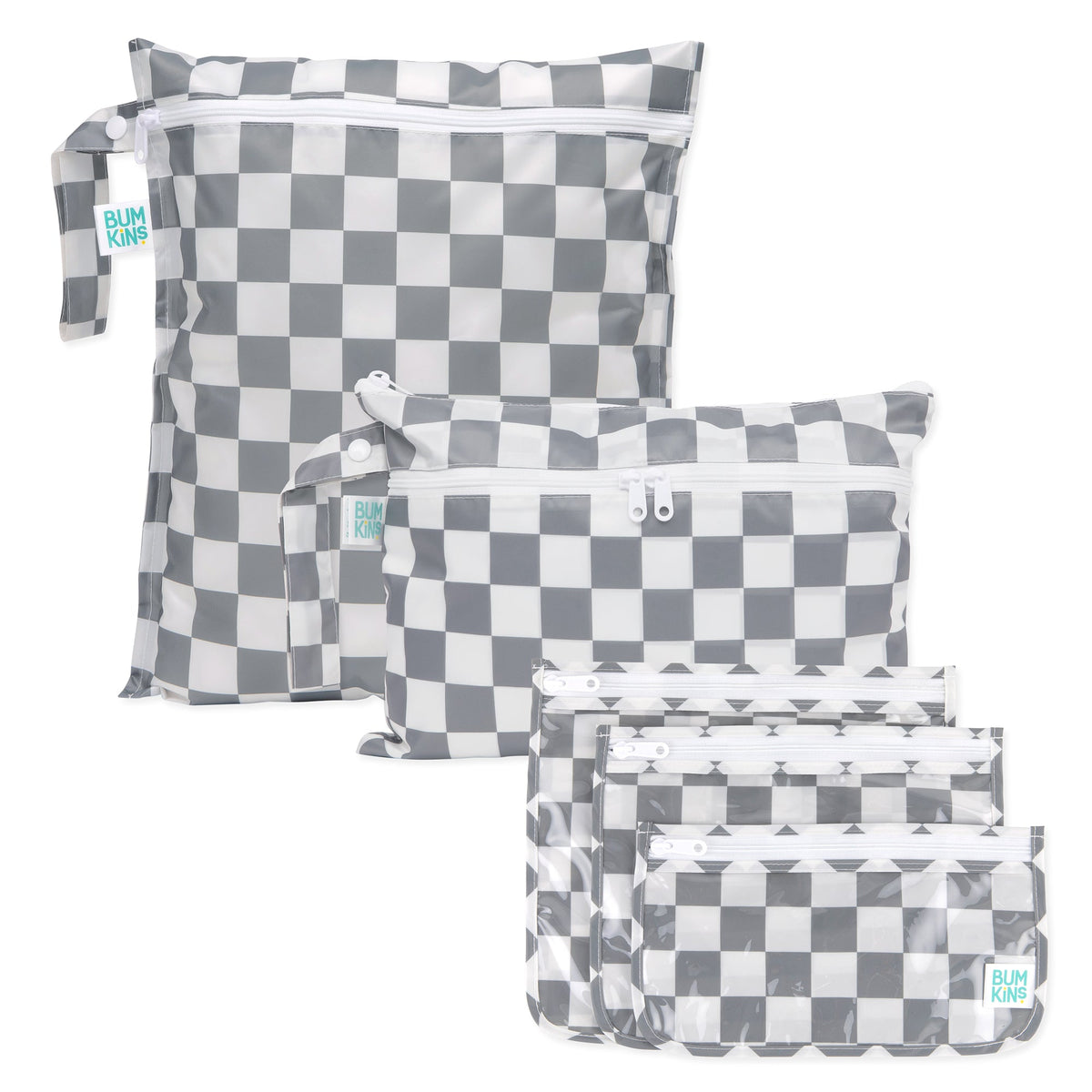 Gray Check Lightweight Travel Bag Set, 5-Piece | Bumkins