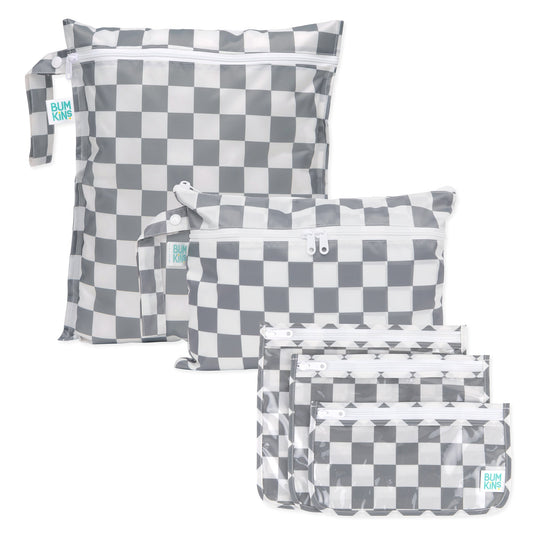 Gray Check Lightweight Travel Bag Set, 5-Piece | Bumkins
