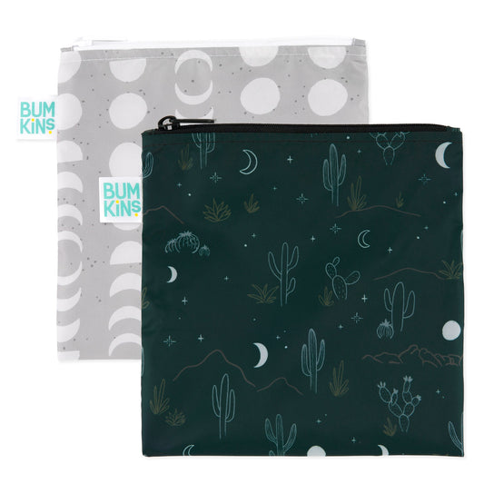 Reusable, Food-Safe Large Snack Bag 2 Pack, Desert Night | Bumkins