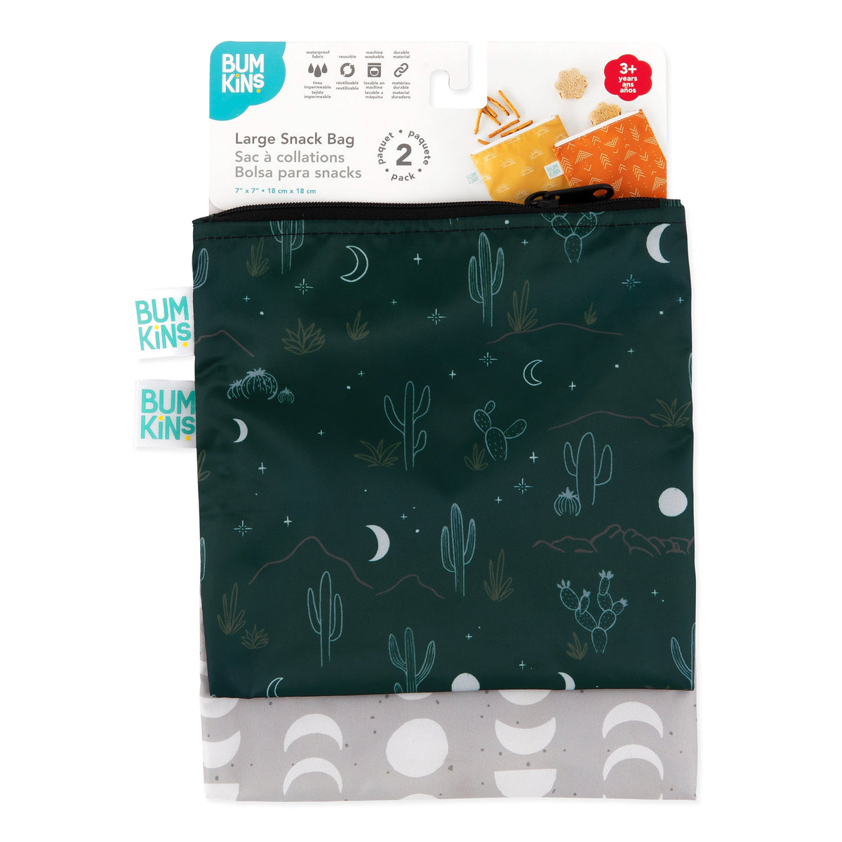 Reusable, Food-Safe Large Snack Bag 2 Pack, Desert Night | Bumkins