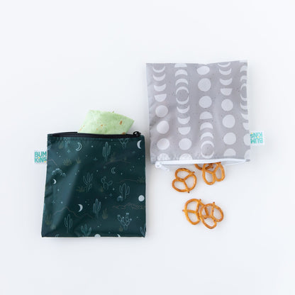 Reusable, Food-Safe Large Snack Bag 2 Pack, Desert Night | Bumkins