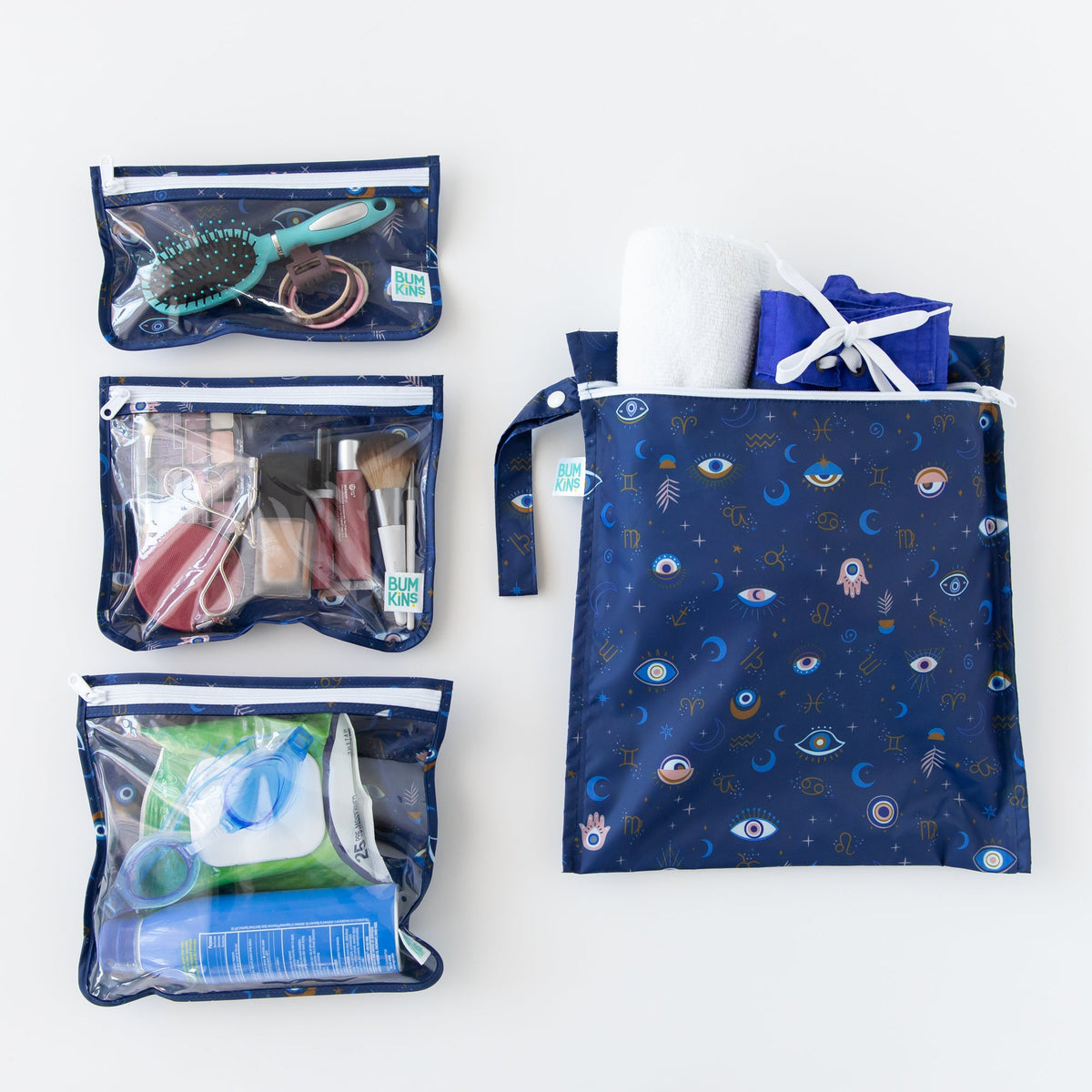 Evil Eye Print Wet Bag + Clear Travel Bags, Waterproof | Bumkins