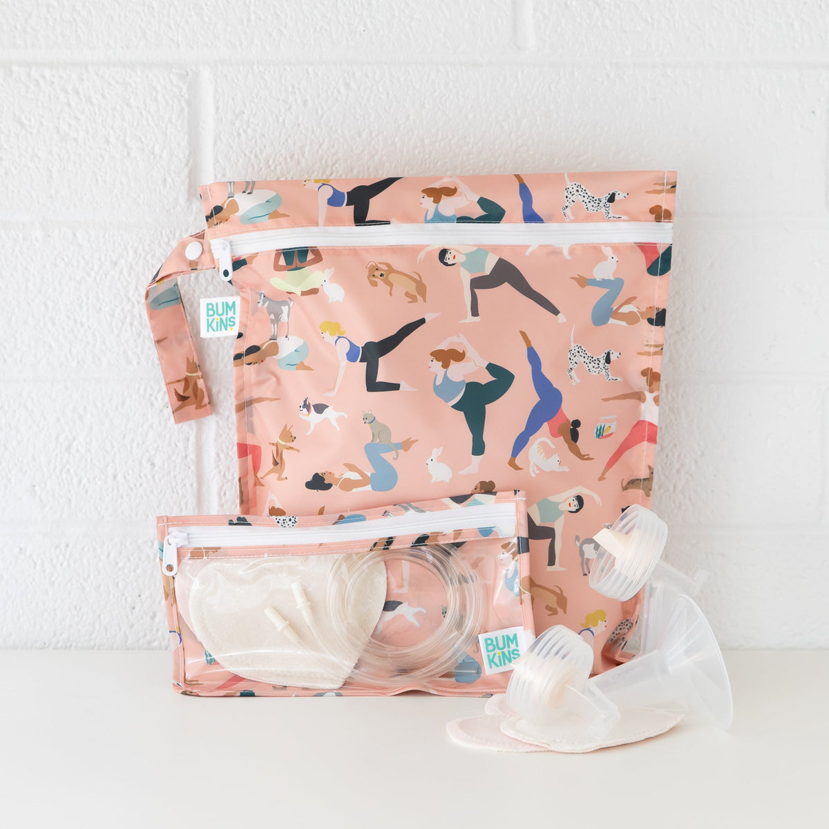 Yoga Print Travel Bags + Wet Bag Set for Gym, Travel | Waterproof | Bumkins