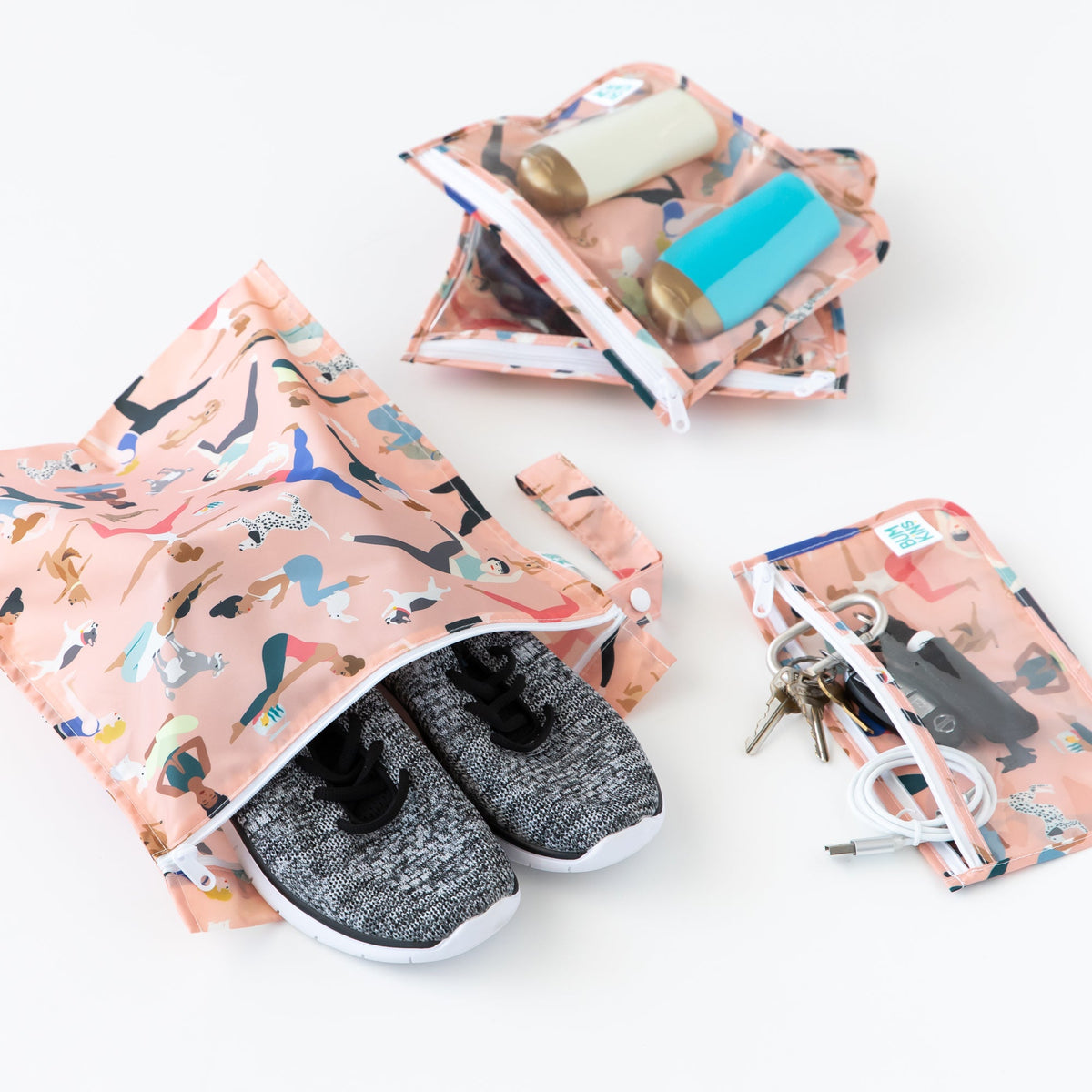 Yoga Print Travel Bags + Wet Bag Set for Gym, Travel | Waterproof | Bumkins