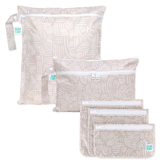 Boho Wander Print Waterproof Bag Set for Travel, Lightweight | Bumkins