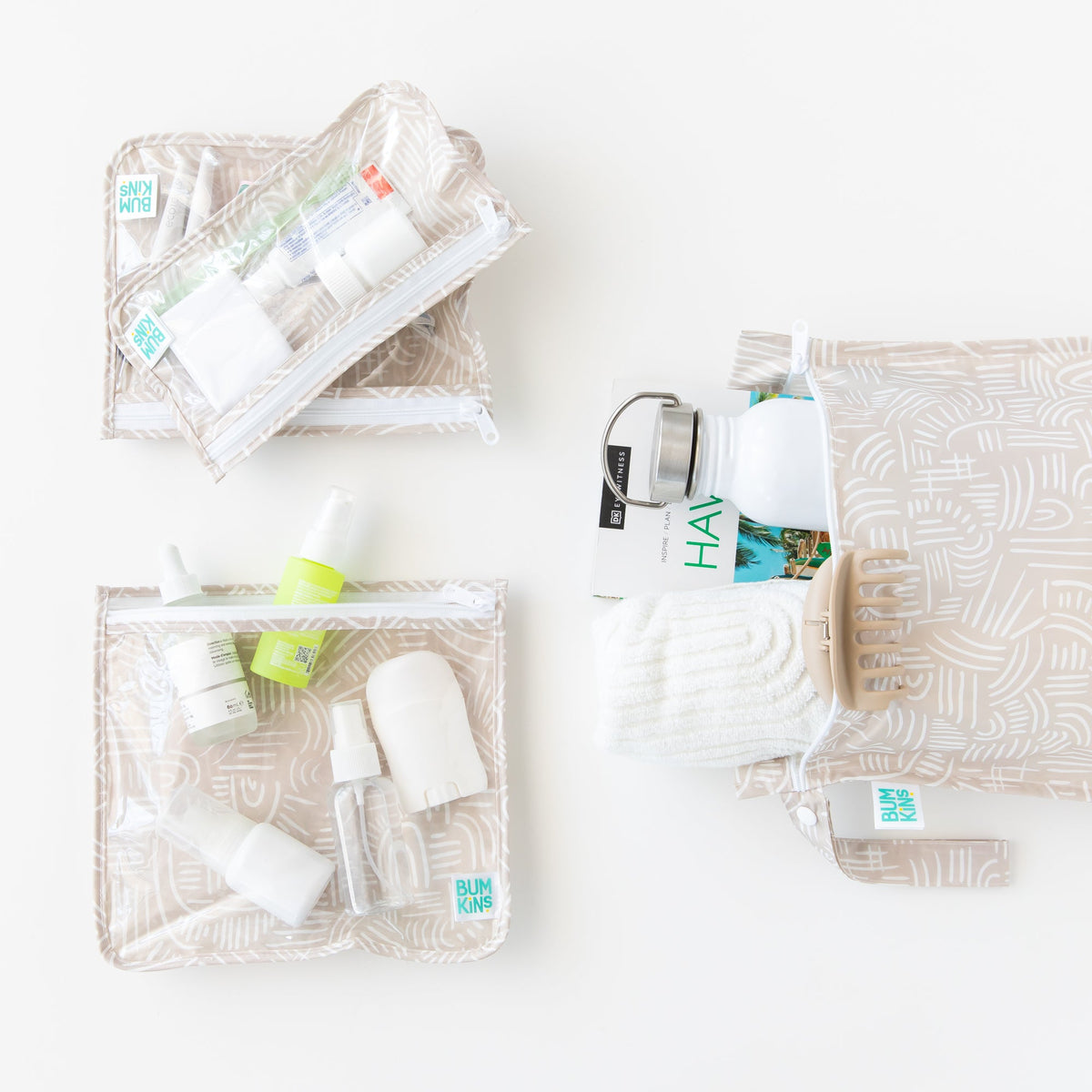 Boho Wander Print Waterproof Bag Set for Travel, Lightweight | Bumkins
