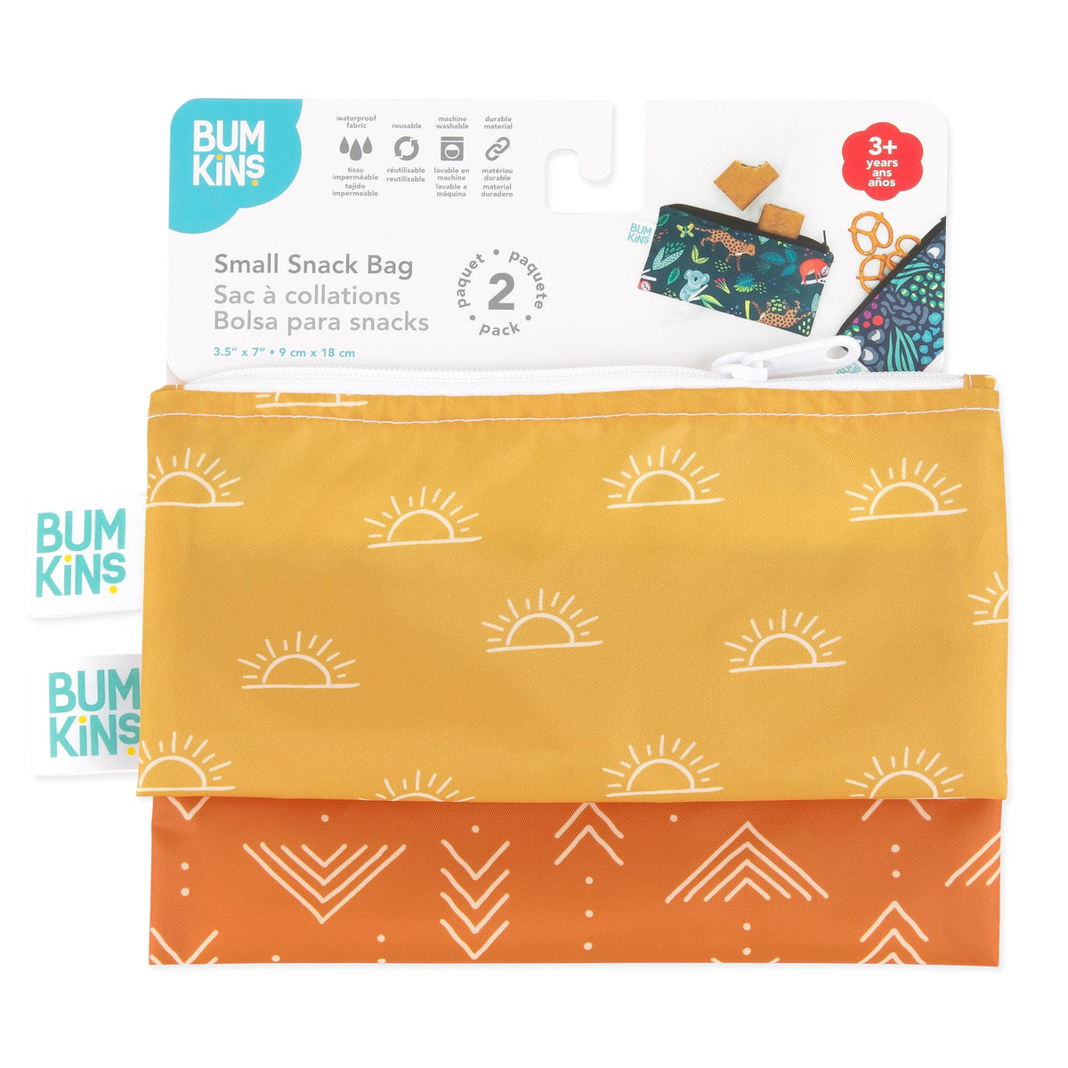 Sunshine Boho Chic Reusable Zippered Snack Bag Set of 2 | Bumkins