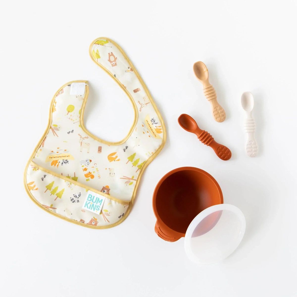 2-in-1 Silicone Baby Feeding Spoon Trio in Rocky Road | Bumkins
