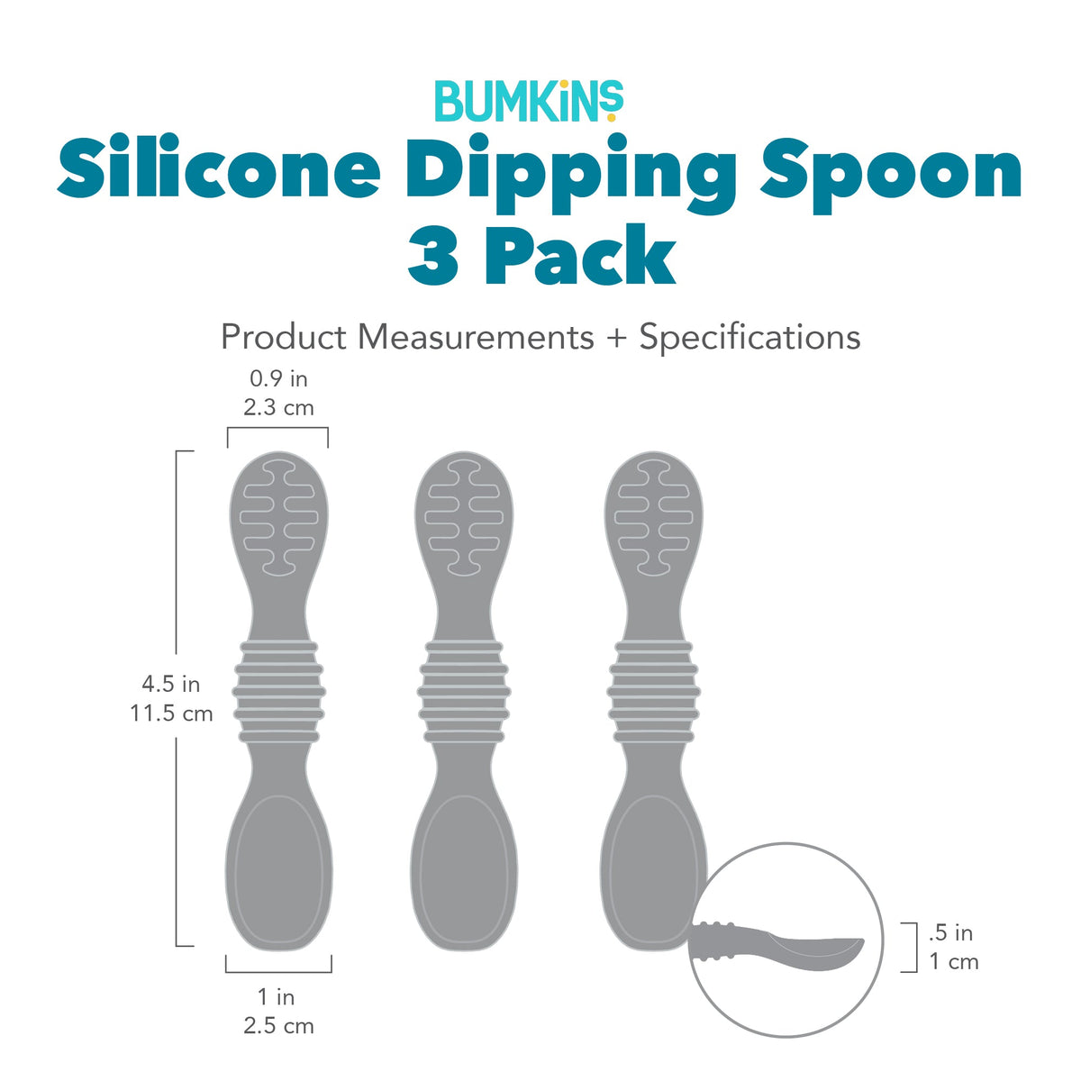 2-in-1 Silicone Baby Feeding Spoon Trio in Rocky Road | Bumkins