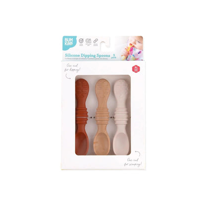 2-in-1 Silicone Baby Feeding Spoon Trio in Rocky Road | Bumkins