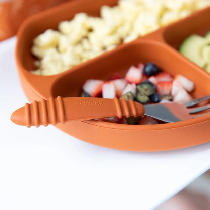 Toddler Spoon and Fork Set in Boho Clay For Self-Feeding | Bumkins