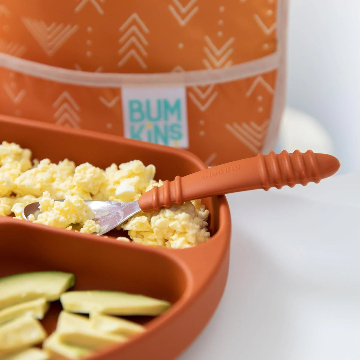 Toddler Spoon and Fork Set in Boho Clay For Self-Feeding | Bumkins