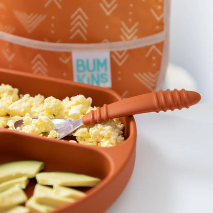 Toddler Spoon and Fork Set in Boho Clay For Self-Feeding | Bumkins