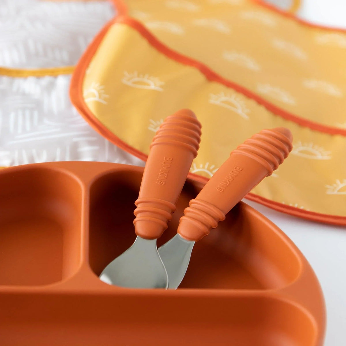 Toddler Spoon and Fork Set in Boho Clay For Self-Feeding | Bumkins