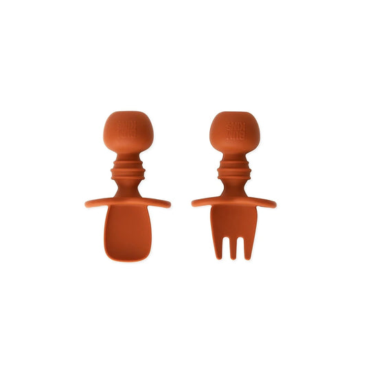 Baby Teething Utensils Set For Early Self-Feeding in Clay | Bumkins