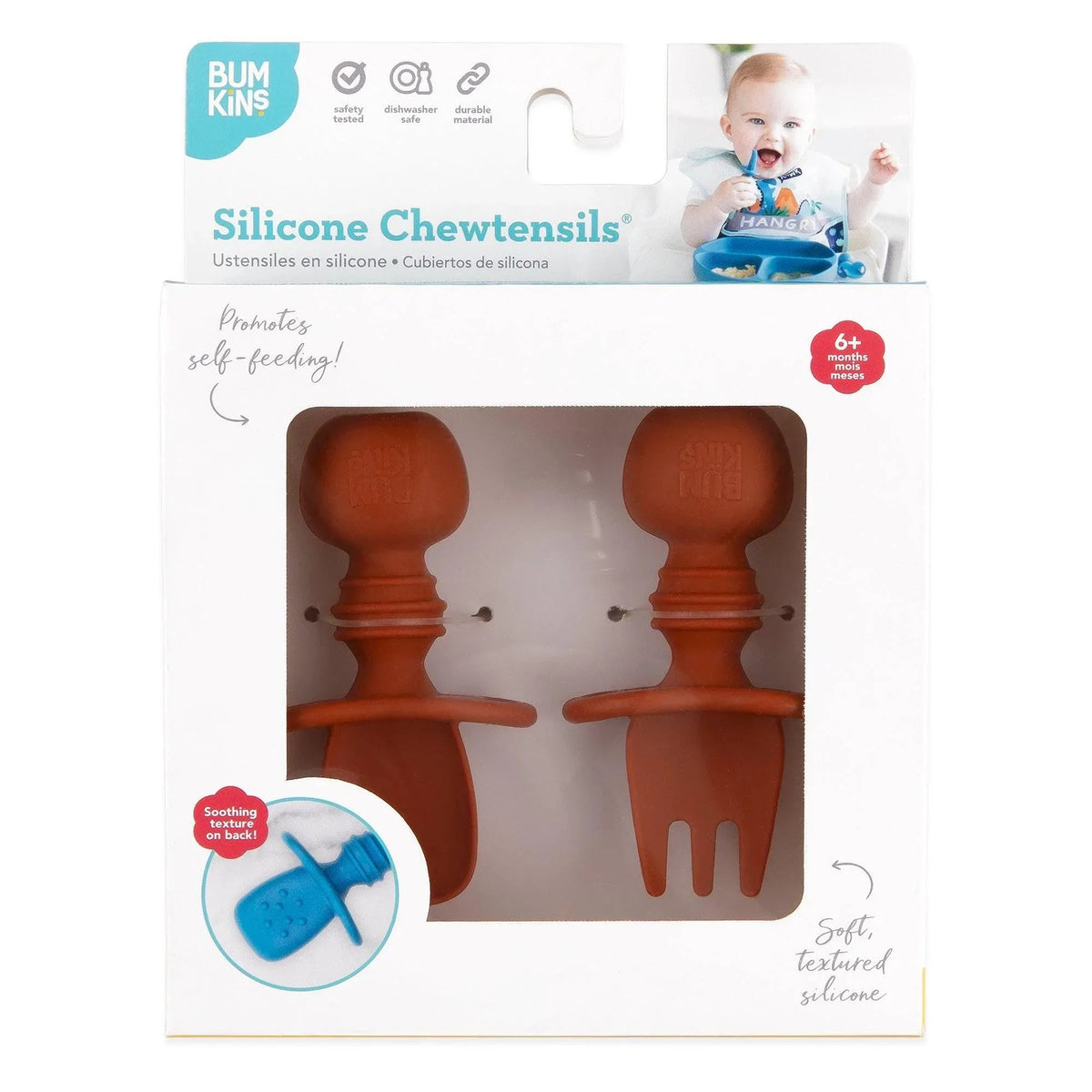 Baby Teething Utensils Set For Early Self-Feeding in Clay | Bumkins