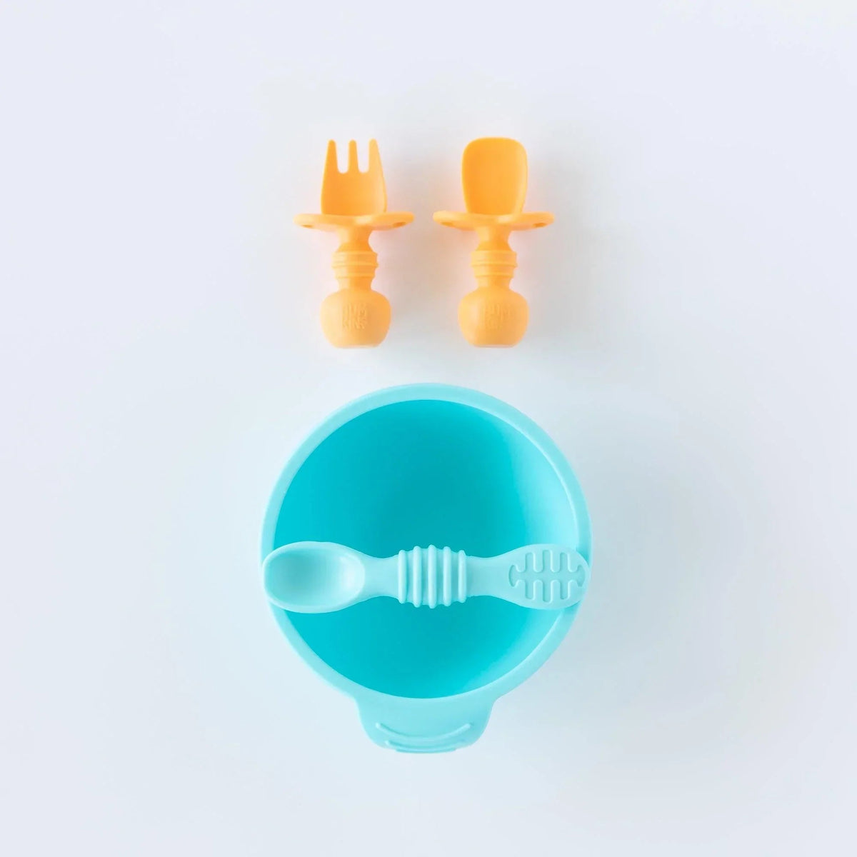 Spoon + Fork Chewtensils For Early Self-Feeding in Tangerine | Bumkins