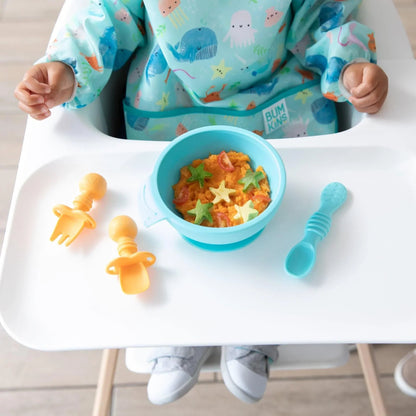 Spoon + Fork Chewtensils For Early Self-Feeding in Tangerine | Bumkins