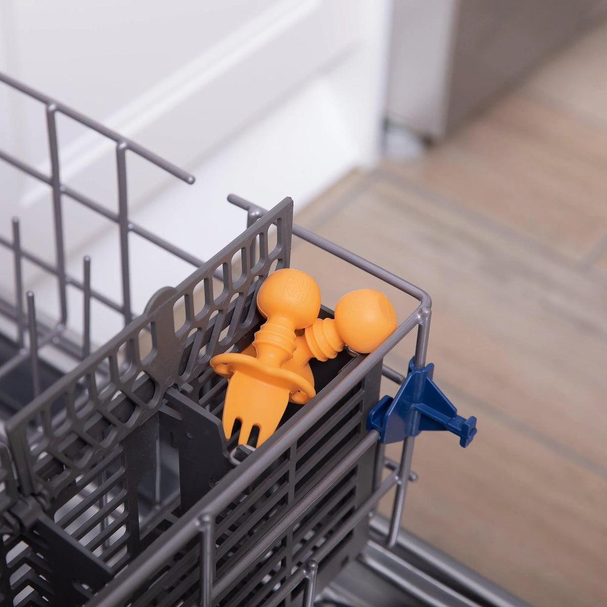 Spoon + Fork Chewtensils For Early Self-Feeding in Tangerine | Bumkins