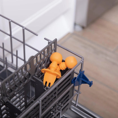 Spoon + Fork Chewtensils For Early Self-Feeding in Tangerine | Bumkins