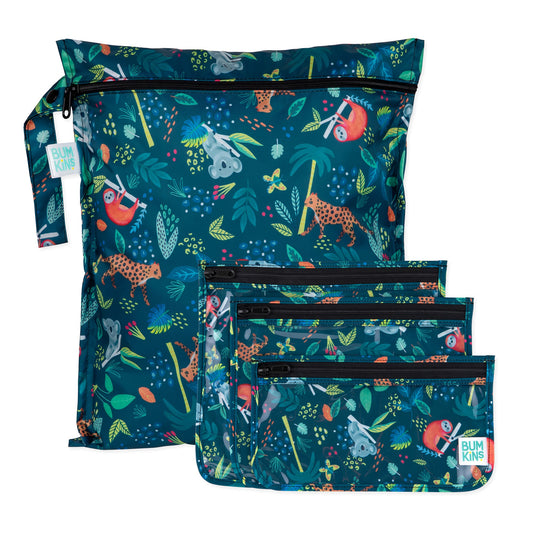 Jungle Animals Print Bags for Travel, On-the-Go, Waterproof | Bumkins