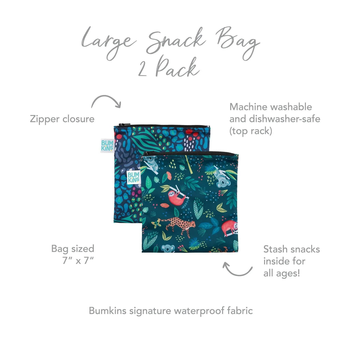 Animal Print Reusable Snack Bag Duo, Cute & Eco-Friendly! | Bumkins