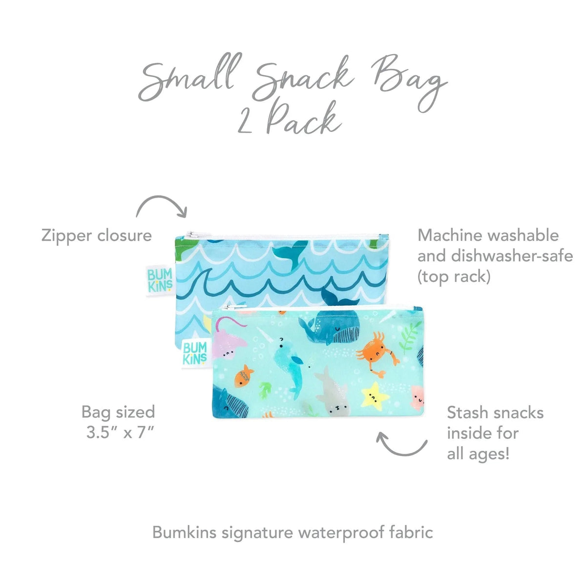 Small Reusable Bag Set Ft Adorable Sea Creatures | Bumkins